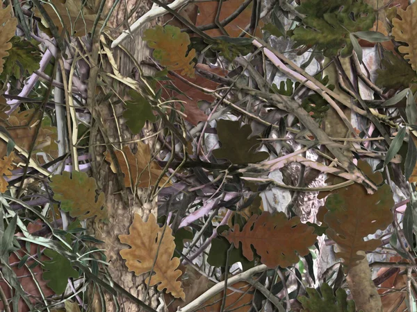 现实的森林伪装 无缝图案 绿的和褐色的橡树叶 可用于狩猎和军事目的 — 图库照片#