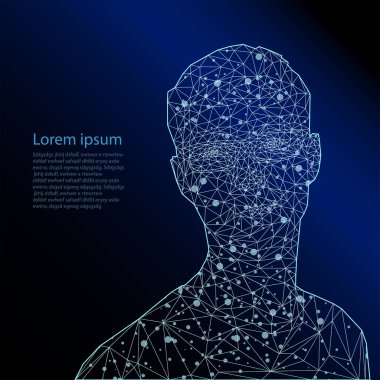  Poligonal adam. Vektör Şablon kavram kartpostallar, posterler için gelecek