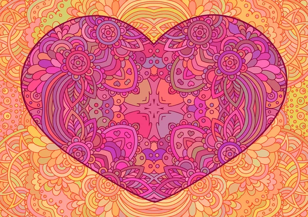 Cuore Rosa Decorativo Mandala Modello Vettoriale Decorare Biglietti Auguri San — Vettoriale Stock