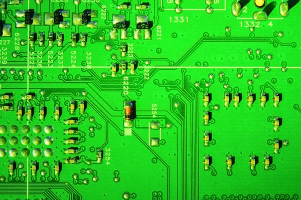 Fondo de pantalla de tablero electrónico, chip digital de placa base. Historia de la ciencia tecnológica . — Foto de Stock