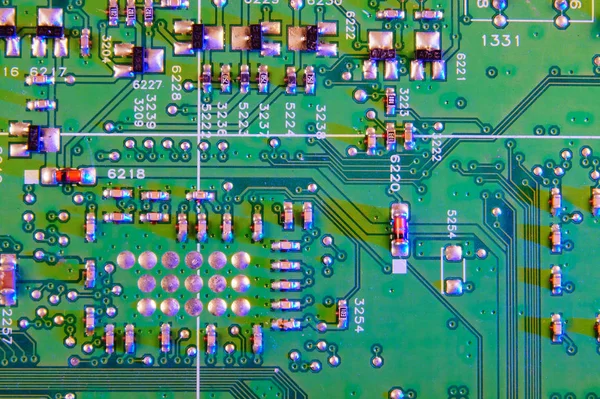 Elektronisk tavla tapet, moderkort Digital chip. Teknisk vetenskap bakgrund. — Stockfoto