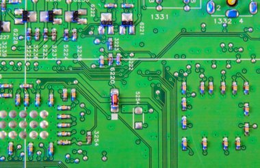 Elektronik kart tasarımı, Anakart dijital çip. Teknik bilim arka plan.