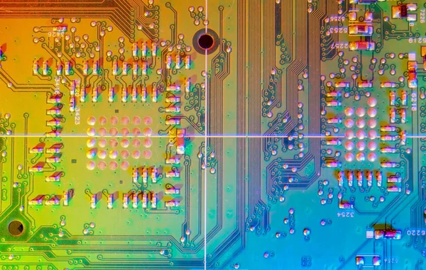 Elektronikplattentapete, Motherboard-Digitalchip. Wissenschaftlicher Hintergrund. — Stockfoto