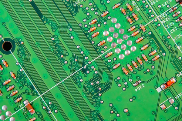 Elektronisk tavla tapet, moderkort Digital chip. Teknisk vetenskap bakgrund. — Stockfoto