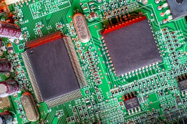 Elektronikbauteile, Motherboard-Digitalchip. Wissenschaftlicher Hintergrund. — Stockfoto