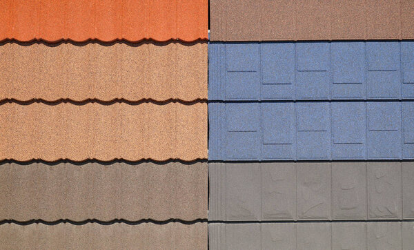 Мягкая крыша, черепица, гибкая черепица. Текстура кровельной мозаики
.