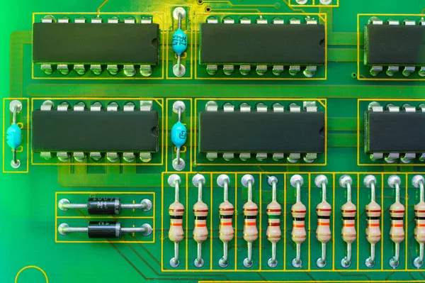 Componentes eletrônicos da placa, chip digital da placa-mãe. Antecedentes tecnológicos . — Fotografia de Stock