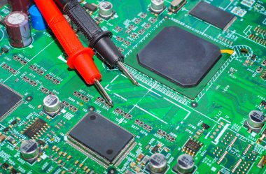 Elektronik kart tasarımı, Anakart dijital çip. Teknik bilim arka plan.