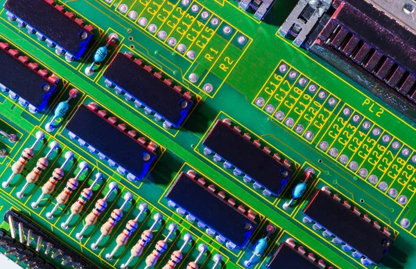 Elektronisk brettpapir, Motherboard digital chip. Teknisk bakgrunn . – stockfoto