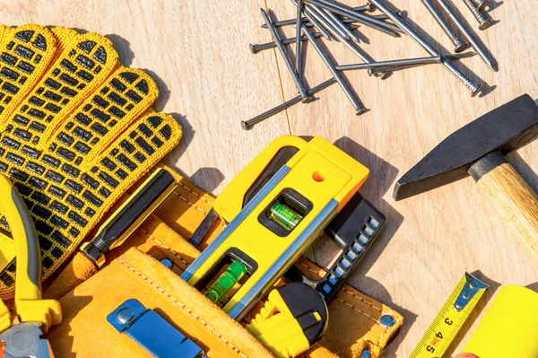 Tools in the bag for carpentry and accessories. — Stock Photo, Image