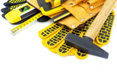 İzole beyaz arka plan üzerinde ana oluşturucu için profesyonel araçlar.