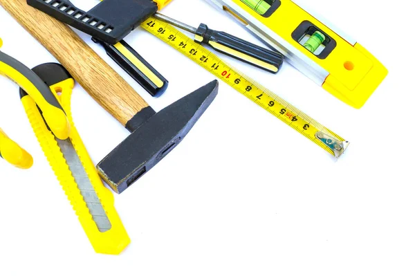 Professional tools for the master builder on a isolated white background. — Stock Photo, Image
