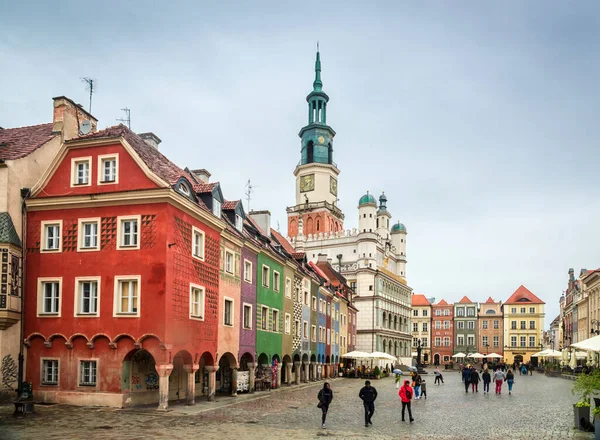 Oude Architectuur Het Marktplein Stadscentrum Bij Regenachtig Weer Poznan Polen — Stockfoto