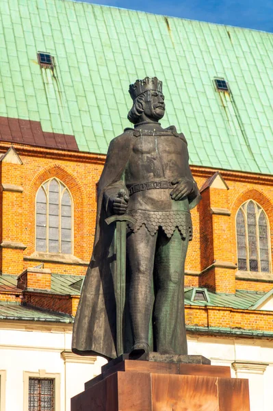 Памятник Королю Болеславу Хорошрому Центре Города Гнезно Польша Сентября 2020 — стоковое фото