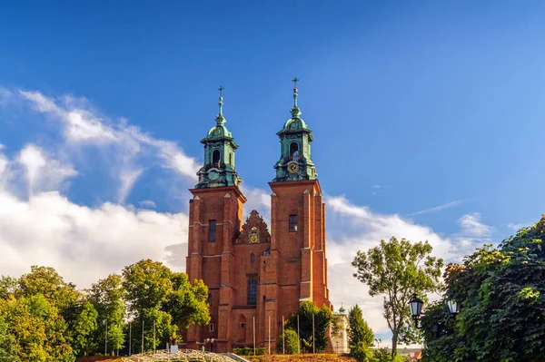 Uitzicht Het Landschap Van Koninklijke Kathedraal Van Gniezno Kathedraal Basiliek — Stockfoto