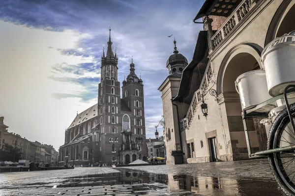 Marktplatz Der Ehemaligen Polnischen Hauptstadt Krakau Polen — Stockfoto