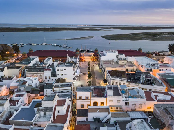 Olhao with two market buildings by Ria Formosa, Algarve, Portugal — стоковое фото