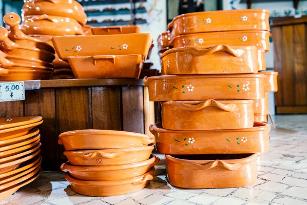 Maceta Tradicional Portuguesa Hecha Arcilla Vendida Una Tienda — Foto de Stock