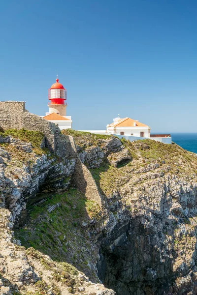 Lighthouse End Saint Vincent Cape Algarve Portugal — Stock Photo, Image