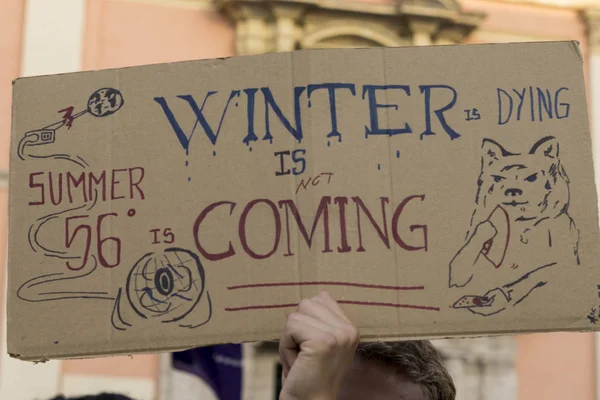 Banner de manifestação contra as alterações climáticas — Fotografia de Stock