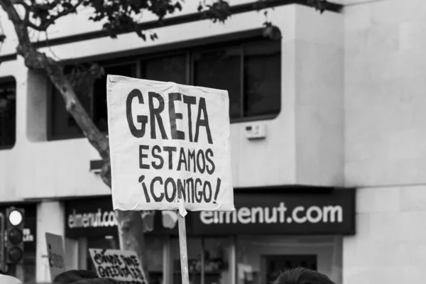 Jovens ativistas marcham como parte da Greve Climática Global do Movimento Sextas-feiras para o Futuro, em Valência, Espanha — Fotografia de Stock