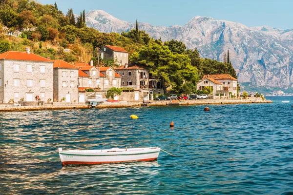 Vista Del Terraplén Ciudad Perast Kotor Bay — Foto de Stock