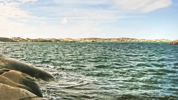 Вид Залив Северном Море Красивые Каменные Пляжи Острова Швеция — стоковое фото