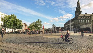 Danimarka Kopenhag şehir parçası. Bisiklet - popüler bir formu ulaşım şehir.