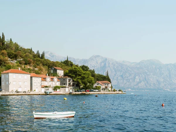 Fragmento Bahía Kotor Mar Adriático Montenegro Vista Del Terraplén Ciudad — Foto de Stock