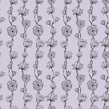 siyah beyaz pembe ile sorunsuz çiçek desenli