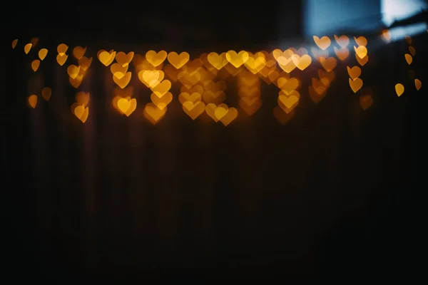 Kalp Işıklar Şeklinde Bokeh Arka Plan — Stok fotoğraf