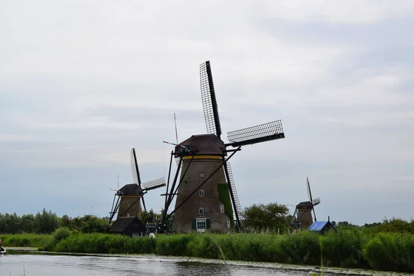 Unesco Világ Örökség Kinderdijk Hollandiában Holland Szélmalmok — Stock Fotó