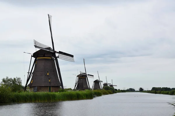 Unesco Világ Örökség Kinderdijk Hollandiában Holland Szélmalmok — Stock Fotó