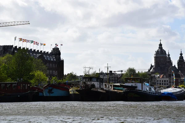 Výlet Lodí Kanálech Oblasti Grachtengordel West Amsterdam Holandsko Nizozemsko — Stock fotografie