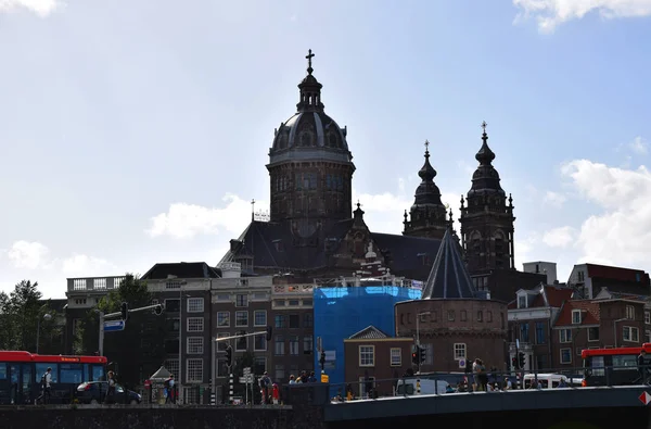 Kościół Mikołaja Basiliek Van Heilige Nicolaas Prins Hendrikkade Amsterdamie Holandia — Zdjęcie stockowe