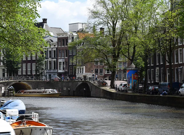 Passeio Barco Pelos Canais Área Grachtengordel West Amsterdã Holanda Países — Fotografia de Stock