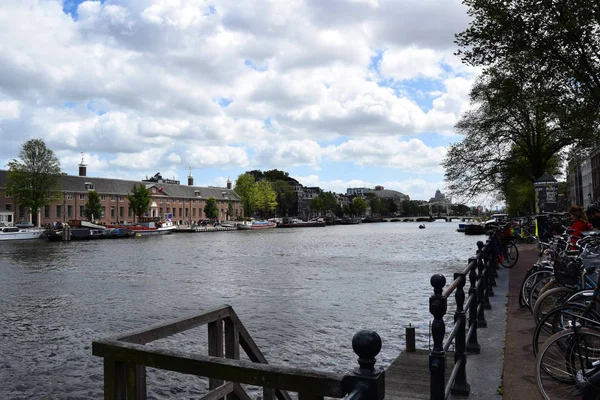 Giro Barca Attraverso Canali Nella Zona Grachtengordel West Amsterdam Olanda — Foto Stock