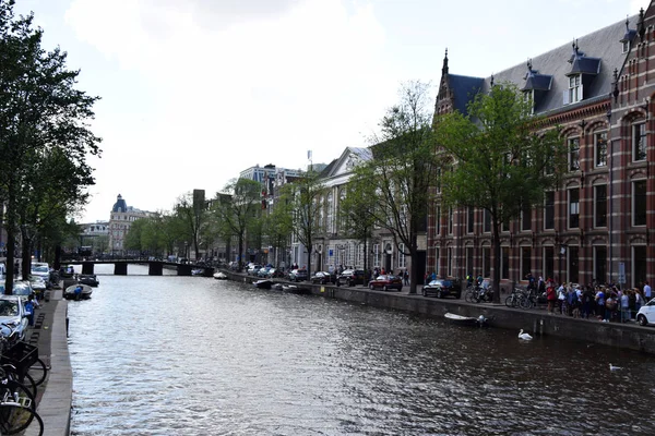 Paseo Barco Por Los Canales Zona Grachtengordel West Ámsterdam Holanda — Foto de Stock