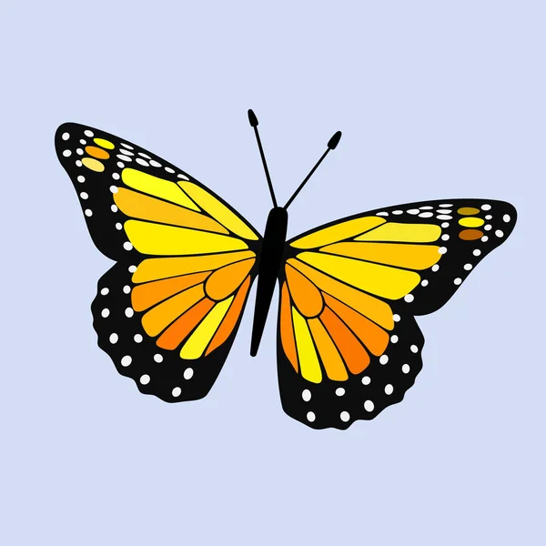 Żółty Skrzydlaty Motyl Wektor Monarch Digital Design — Wektor stockowy