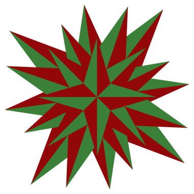 Christmas Star Yeşil Kırmızı Tatil Dekorasyon Vektör