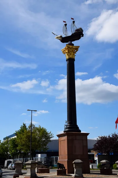 Old Ship Column Frente Stortebecker Haus Hamburgo Alemanha — Fotografia de Stock