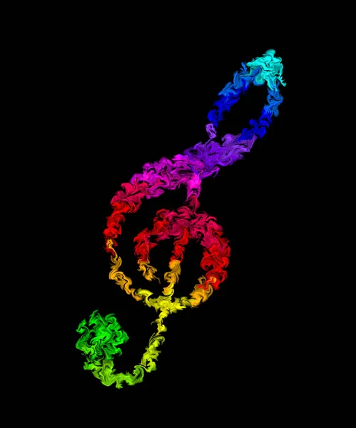 Colorful Music Note Pulsing Smeared Color Smoke Flames Design — Stock Photo, Image