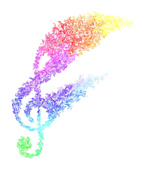 Colorful Music Note Pulsing Smeared Color Smoke Flames Design — стокове фото