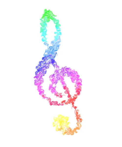 Colorful Music Note Pulserande Insmord Färg Rök Och Flammor Design — Stockfoto