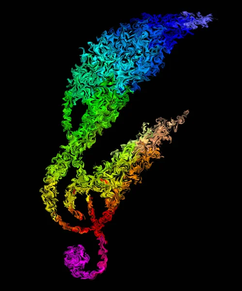 Colorful Music Note Pulserande Insmord Färg Rök Och Flammor Design — Stockfoto