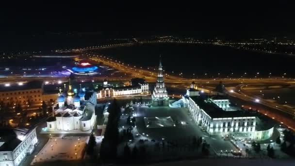 Nattvy Över Kazan Kremlin Republik Tatarstan — Stockvideo