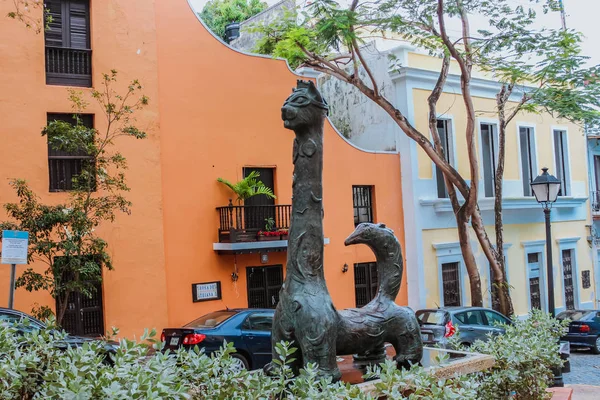 San Juan Puerto Rico Februari 2019 Katt Monument Skulptur Gamla — Stockfoto