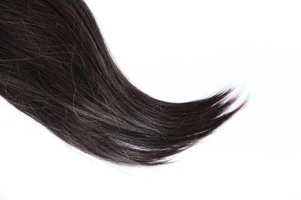 Black Dark Hair Isolated White Background Brunette Natural Hair Extension — Stock Photo, Image