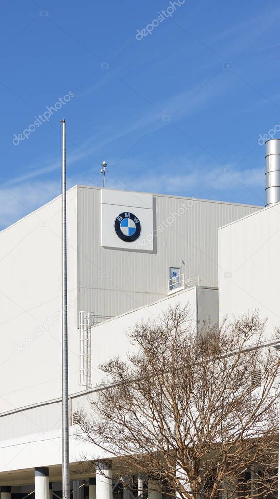 Spartanburg SC, United States - December 25, 2024: BMW Manufacturing Plant located in Spartanburg, USA features sleek architecture and industrial design elements