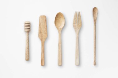 Mutfak eşyaları izole beyaz kağıt doku arka plan üzerinde